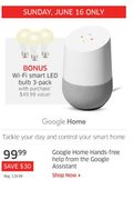 The Source Google Home for $99 with 3 Globe Smart Bulbs Free [$80 Savings] - SUNDAY JUNE 16 ONLY!