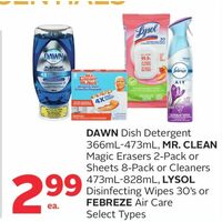 Dawn Dish Detergent, Mr.Clean Magic Erasers Or Sheets Or Cleaners, Lysol Disinfecting Wipes Or Febreze Air Care