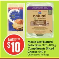 Maple Leaf Natural Selections, Compliments Sliced Cheese