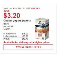 Quaker Yogurt Granola Bars