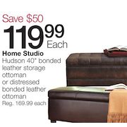 Hudson 40" Bonded Leather Storage Ottoman Or Distressed Bonded Leather Ottoman - $119.99 ($50.00 Off)
