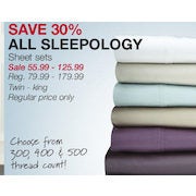 All Sleepology Sheet Sets- Twin - King - From $55.99 (30% off)