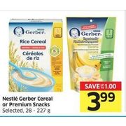 Nestle Gerber Cereal or Premium Snacks  - $3.99 (Up to $1.00 off)