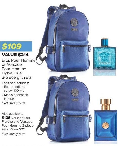 versace dylan blue backpack set