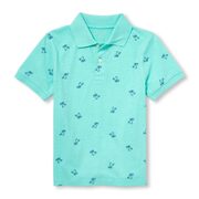 Boys Short Sleeve Palm Print Jersey Polo - $7.98 ($11.97 Off)
