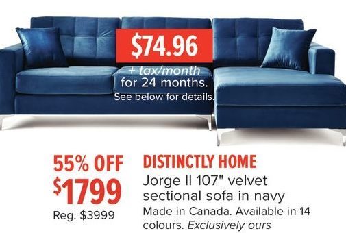 The Bay Distinctly Home Jorge Ii 107 Velvet Sectional Sofa In Navy Redflagdeals Com - Blue Sectional Sofa Canada The Bay Distinctly Home Jorge Ii 107 Velvet Sectional Sofa In Navy Redflagdeals Com - Blue Sectional Sofa Canada