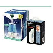 Vicks Vapourizers or Humidifiers or Braun Age Precision Thermometer or Electric Nasal Aspirator - 20% off