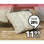 Snow Leopard Throw Cushion  - $11.99 (20% off)