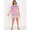 Puff-Sleeve Printed Mini Swing Dress For Women - $42.00 ($17.99 Off)
