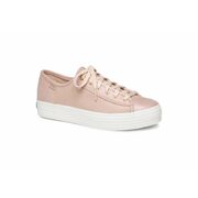 Triple Kick Peach Iridescent Leather Lace-up Platform Tennis Sneaker By Keds - $89.99 ($10.01 Off)