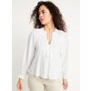 Oversized Long-Sleeve Smocked Linen-Blend Top  For Women - $32.00 ($10.99 Off)