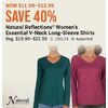 Natural Reflections Women's Essential V- Neck Long- Sleeve Shirts - $11.99-$12.99$19.99-$22.99 (40% off)
