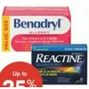 Benadryl Allergy Caplets, Reactine Liquid Gels or Tablets - Up to 25% off